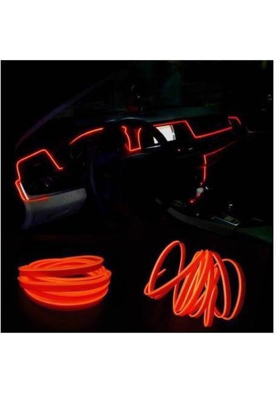 Kırmızı Neon İp Fitil 2 Metre - Işıklı Torpido Fitili Neon İp Araç İçi Torpido ledi