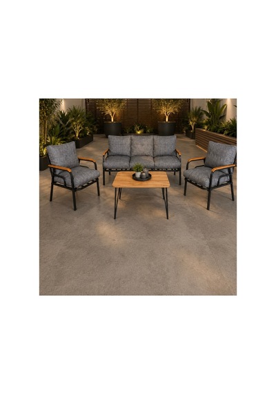 Bahçe Ve Balkon Mobilyası 3+1+1+sehpa Gri Gri
