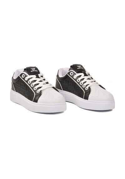 Walkway Siyah-beyaz Bağcıklı Kalın Tabanlı Rahat Şık Unisex Casual Yürüyüş Ve Spor Ayakkabı Sneaker 26201 G Siyah - Beyaz