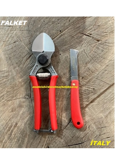 Falket Bağ Budama Makası Budama Makası Aşı Çakısı İtalyan Dövme Çelik 2li Set