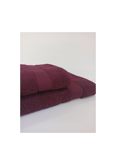 Trendy Banyo Havlu Seti- 70x140 Cm+50x90 Cm Mürdüm