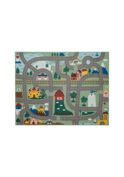 Ikea Vallaby Çocuk Oyun Halısı 100 X 133 Cm Yeşil - Gri - Kırmızı - Beyaz Çok Renkli