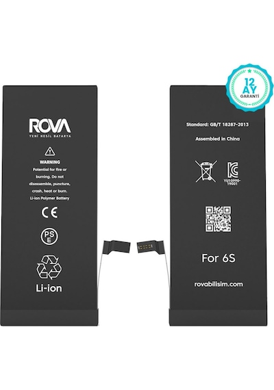 Rova Apple Uyumlu iPhone 6s Yüksek Kapasiteli Batarya Pil 2370 Mah
