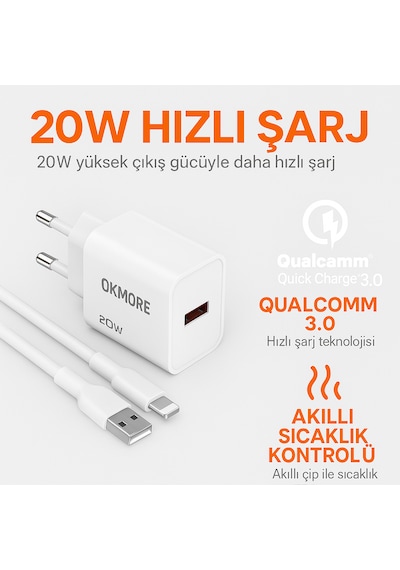 20w Hızlı Şarj Adaptörü + Lightning Kablo Seti Apple Uyumlu iPhone 14 Promax / 14 / 13 / 12 / 11 / X / 8 / 7 / 6 Serisi 20W Adaptör+1M Kablo 20w Hızlı Şarj Adaptörü + Lightning Kablo Seti Apple Uyumlu iPhone 14 Promax / 14 / 13 / 12 / 11 / X / 8 / 7 / 6 Serisi 20W Adaptör+1M Kablo