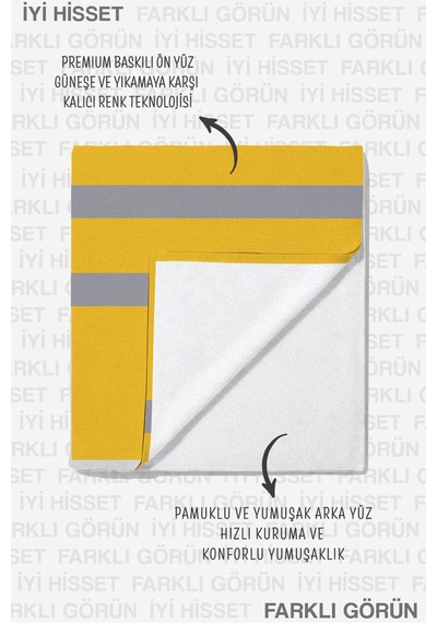 Çizgili Sarı Beyaz Modern Plaj Havlusu - Minimalist Gri Akdeniz Hızlı Kuruyan Mikrofiber Havlu Örtü Kül İncir