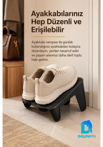 Ayakkabı Rampası Çiftli Ayakkabı Düzenleyici Kaymaz Tabanlı Siyah
