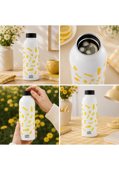 Mamawata Pasta Paslanmaz Çelik Termos Matara 470 Ml Sızdırmaz Yalıtımlı Suluk Beyaz