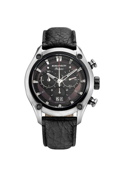 Romanson Pb4258hm1da32w Safir Cam Swiss Quartz Çelik Kasa Deri Kordon Kronometre Takvimli Erkek Kol