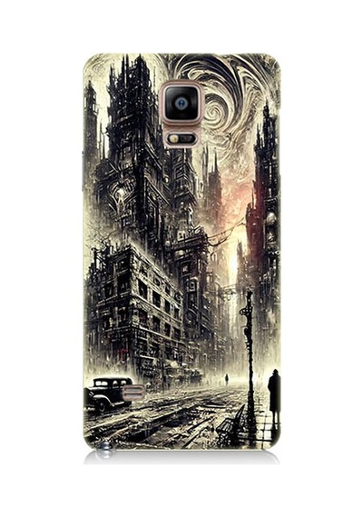 Samsung Galaxy Note 4 Uyumlu Gotik Şehir Desenli Silikon Kılıf