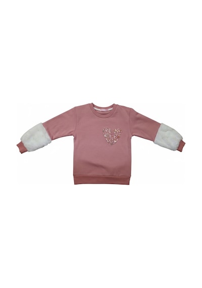 Fesshera Kids Kız Çocuk Sweatshirt Beyaz Sevimli Kalp Baskılı Peluş Kollu İnci Detaylı Pamuklu Sweatshirt Pudra Fesshera Kids Kız Çocuk Sweatshirt Beyaz Sevimli Kalp Baskılı Peluş Kollu İnci Detaylı Pamuklu Sweatshirt Pudra