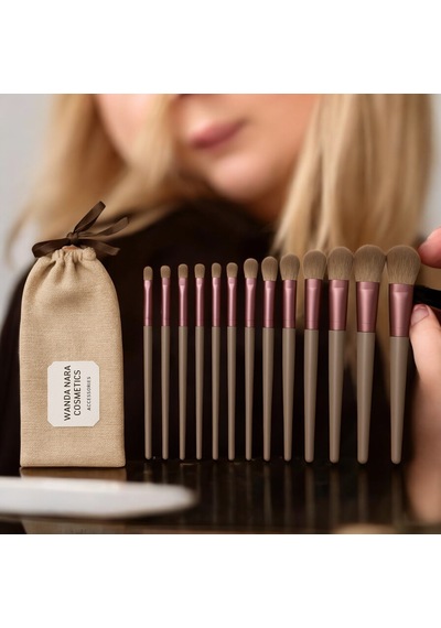Wanda Nara Cosmetics Profosyonel Premium Beauty Kahve-gri Makyaj Aplikatör Fırçası 13 Lü Set