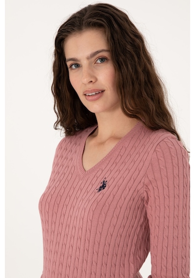 U.S. Polo Assn. Kadın Orkide V Yaka Basic Kazak 50313625-VR221