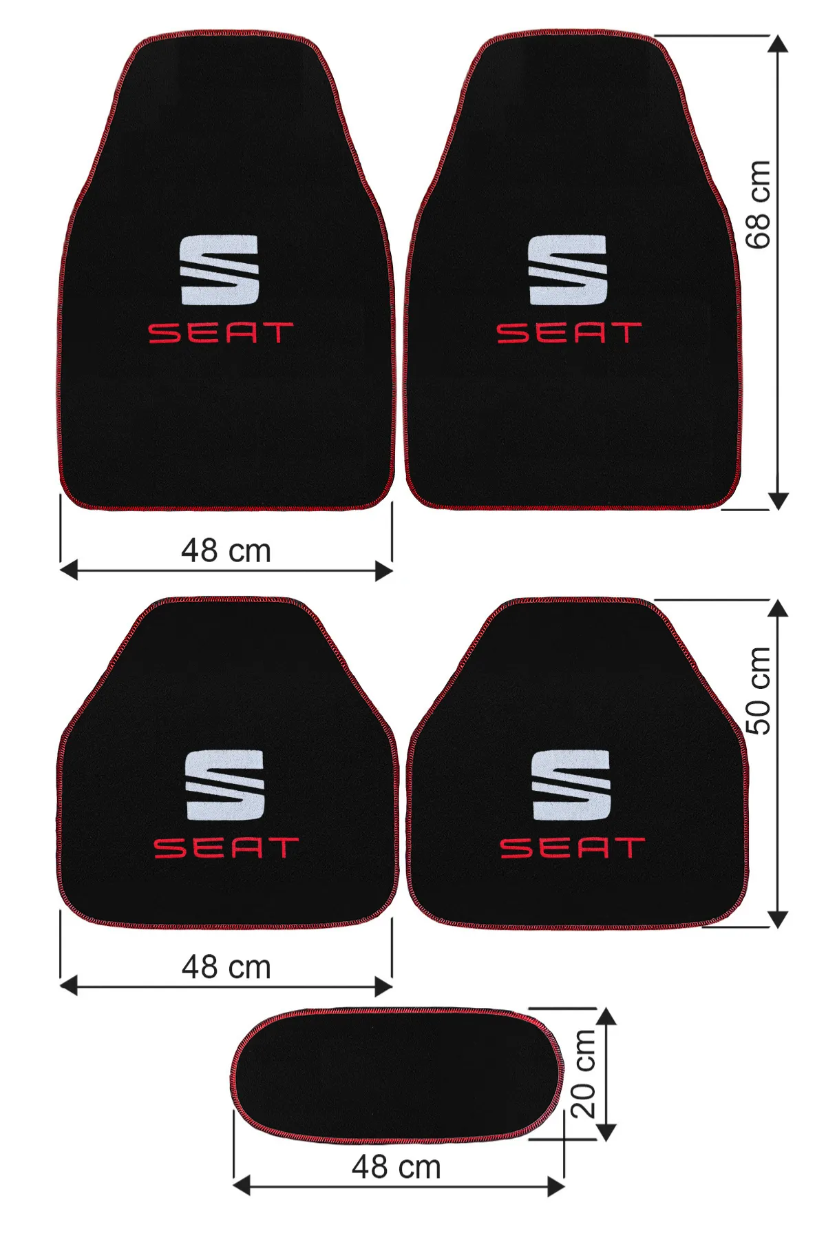 Seat Uyumlu Nakış Işlemeli 5 Li Oto Halı Paspas Siyah Araç Içi Paspas Seti