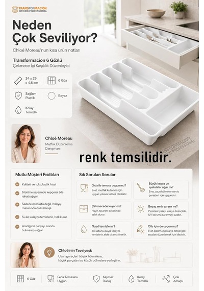 Latte 6 Gözlü Çekmece İçi Kaşıklık Düzenleyici - Çok Amaçlı Mutfak Ve Ofis Organizeri 720907 Diğer