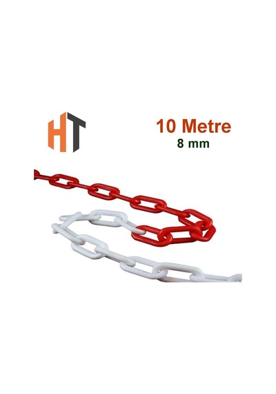 Plastik Zincir Kırmızı-beyaz Kalın 8mm 10 Metre