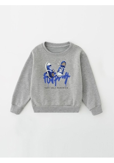Panios Kids 2'li Smile-footprint Baskılı Erkek Çocuk Gri-siyah Sweatshirt Gri - Siyah