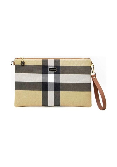 Silver Polo Sp1034 Kadın Portföy & Clutch Ekose Bej-taba