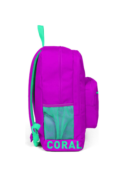 Coral High Nakış Logolu Usb Şarjlı Kulaklık Çıkışlı Koyu Pembe Sırt Çantası