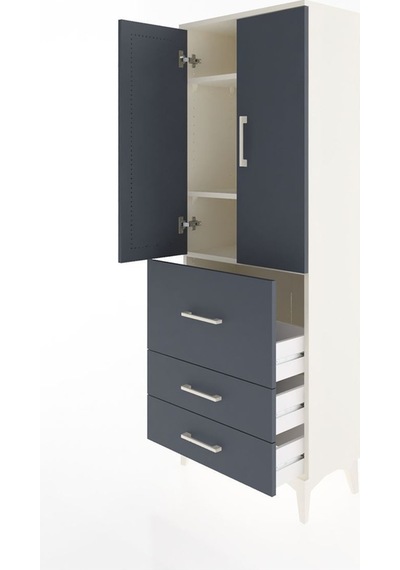 Arges Dolap 3 Raflı 3 Çekmeceli 2 Kapaklı 60x30x163 Aytaşı-antrasit Aytası