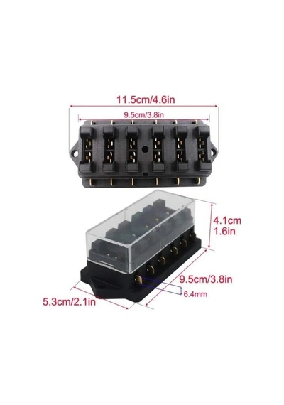 6 Kanallı Bıçak Sigorta Kutusu - Şeffaf Kapaklı 12v 24v