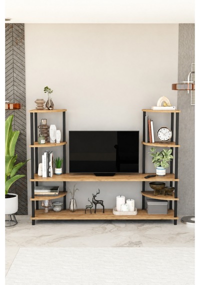 Neoline 150 Cm Tv Ünitesi Çok Raflı Modern Tv Sehpası - Meşe Meşe Neoline 150 Cm Tv Ünitesi Çok Raflı Modern Tv Sehpası - Meşe Meşe