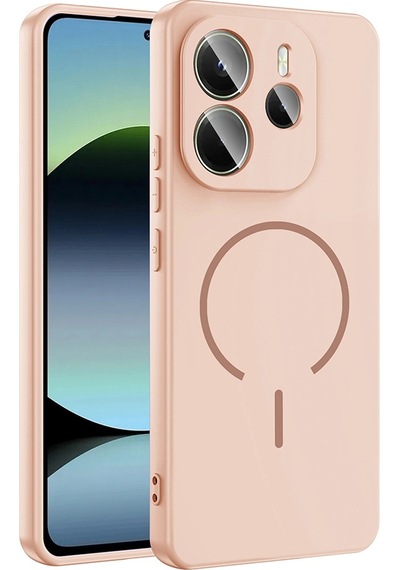 Xiaomi Redmi Note 14 4g Kılıf M-safe Şarj Özellikli Zore Meta Kapak Rose Pembe