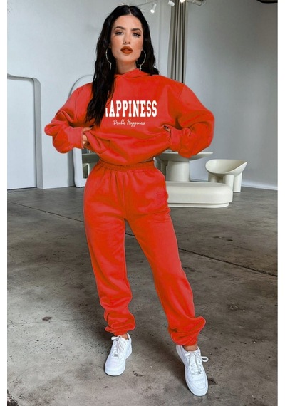 Happiness Eşofman Takımı Sweatshirt Jogger - Kırmızı Baskılı Oversize Şardonlu Kapüşonlu Bordo Happiness Eşofman Takımı Sweatshirt Jogger - Kırmızı Baskılı Oversize Şardonlu Kapüşonlu Bordo