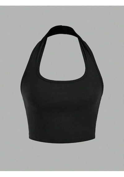 Liona 2'li Paket Kare Yaka Siyah Ve Beyaz Renk Boyun Askılı Crop Top Bluz