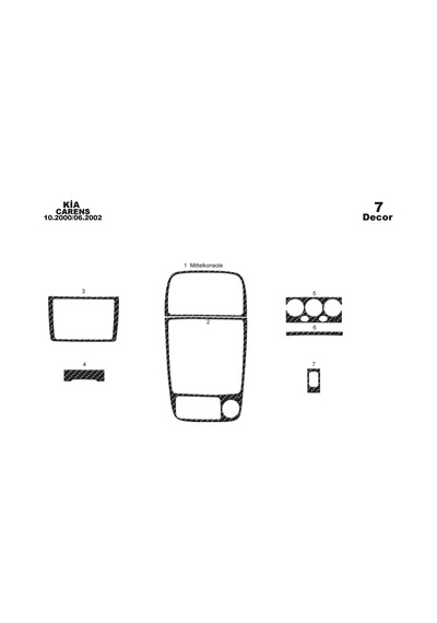 Kia Carens Torpido Kaplama 2000-2002 7 Parça Karbon