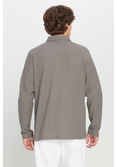 AC&Co / Altınyıldız Classics Erkek Vızon %100 Pamuk Slim Fit Dar Kesim Polo Yaka Jakarlı Triko Tişört Vizon