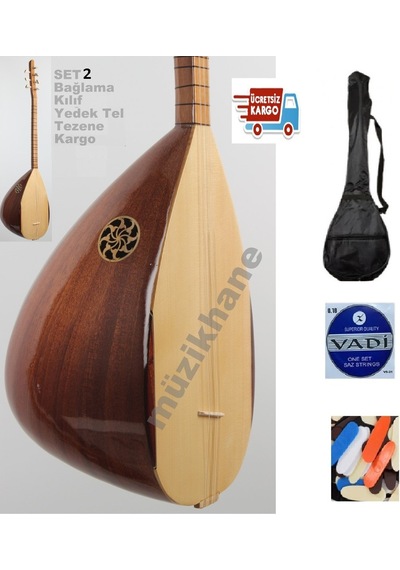 Kısa Sap Bağlama Seti - Bağlama Akort Cihazı Kılıf Metot Yedek Tel ve Tezene