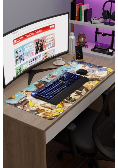 Zhongli Genshin Impact Anime Gacha V3 - 90x40 Xxl Gaming Mouse Pad Fare Altlığı
