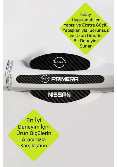 Nissan Primera Karbon Desenli Kapı İçi Kolları Koruma Folyo Seti Primera Serisine Özel Üretim 8 Parça Takım