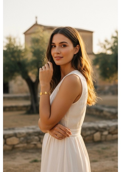 Üç Çeyrek Altınlı Pullu Model Bileklik Sarı Altın
