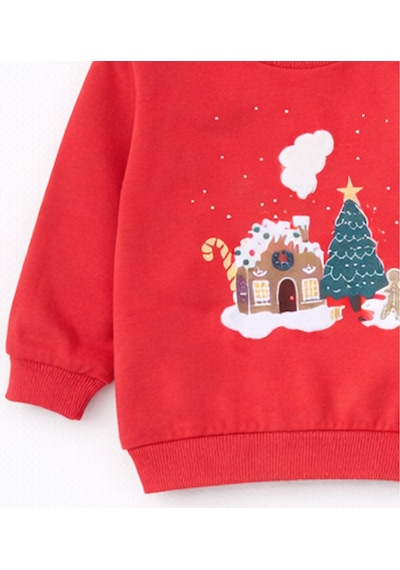 HelloBaby Kız Bebek Pamuklu Sweatshirt Desenli Model Koyu Pembe - Pembe