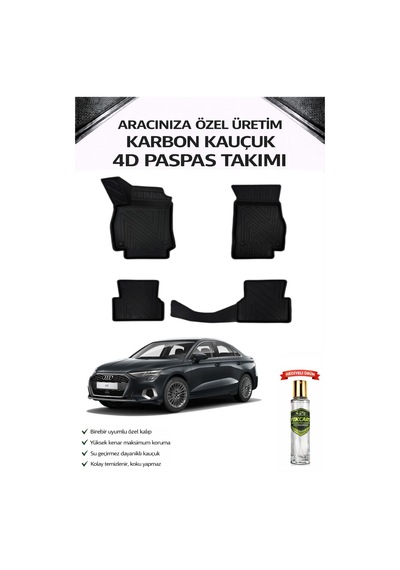 Audi A3 2020 Sedan Model Aracınıza Özel Karbon Kauçuk Paspas Takımı