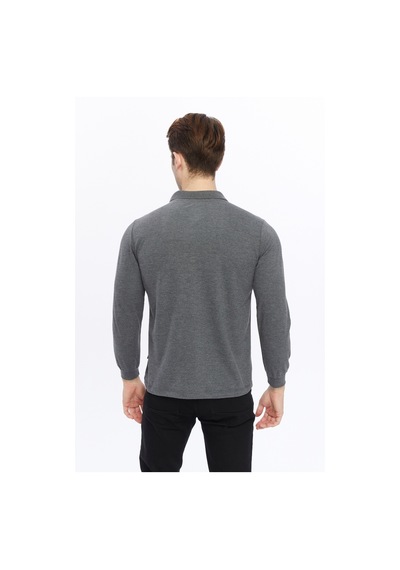 Uniprom Erkek Uzun Kollu Polo Yaka Pamuk Tişört Uzun Kollu T Shirt Antrasit Melanj Antrasit Melanj