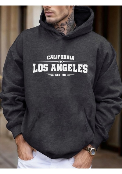 Startmore Startmorekaliforniya Los Angeles Sanatsal Mektup Baskı Erkekler Sonbahar Polar Yumuşak Eşofman Moda Ra Antrasit