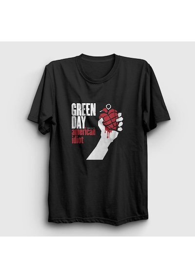 Presmono Unisex American Idiot Green Day T-shirt Siyah