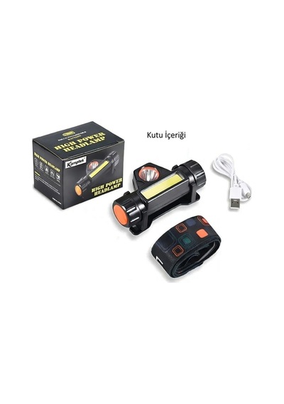 Mıknatıslı Şarjlı Led Kafa Lambası - Tamir, Kamp Ve Koşu İçin Uygun Pro Fener Siyah