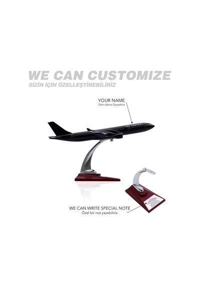 Zekupp - Maket Uçak - Airbus A330-300 1/200 - SİYAH ÖZEL TASARIM Model Uçak