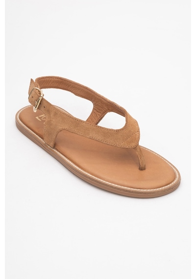 Luvishoes Luvi Shoes Belinda Toprak Süet Hakiki Deri Kadın Parmak Arası Sandalet Toprak