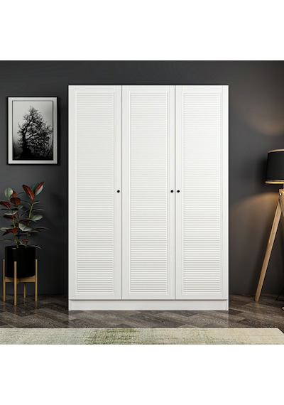 Minar Kale 3 Mebran Panjur Kapaklı 2 Çekmeceli Dolap Beyaz/beyaz 190cm