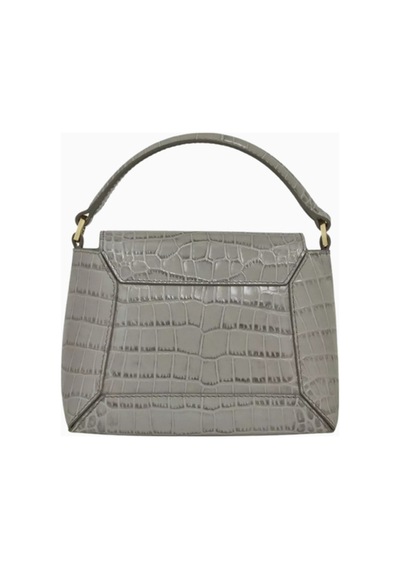 Strathberry Nano Mosaic Gri Croc Deri Top Sap Lüks El Ve Omuz Çantası
