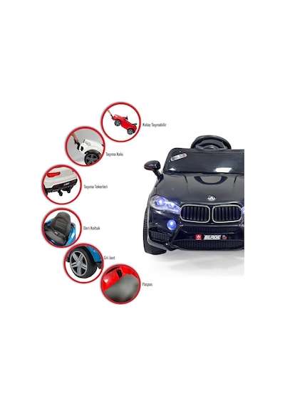 Blade Gt 12v Uzaktan Kumandalı Bluetooth Ve Usb Destekli Led Farlı Emniyet Kemerli Çocuk Akülü Araba Siyah