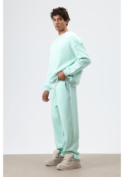 Vamos Basic Oversize Yıkamalı Sweatshirt Mint