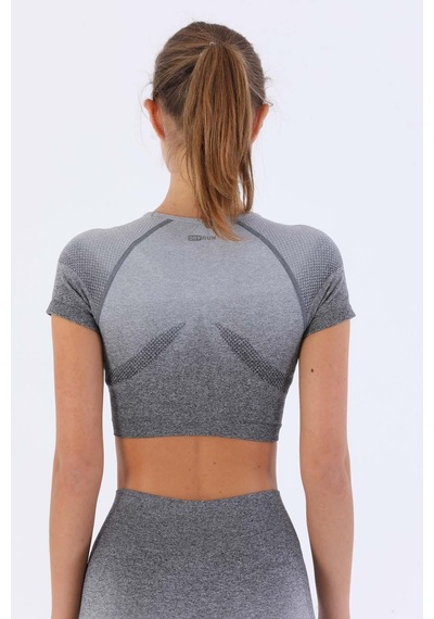 Maraton Sportswear Slimfit Kadın Bisiklet Yaka Kısa Kol Basic Siyah Crop Top 811030 SIYAH Siyah
