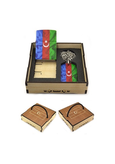 Azerbaycan Bayrak Çakmak - Asker Künye Seti