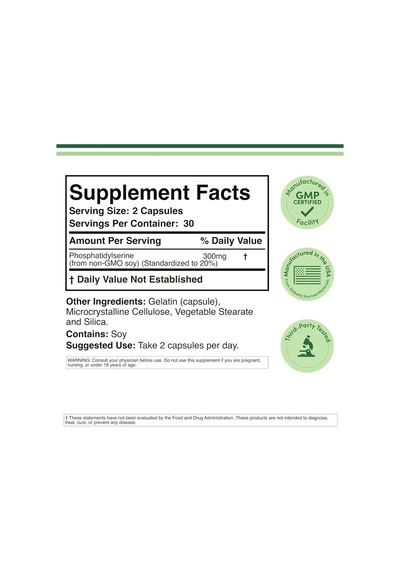 Phosphatidyl Serine 300 Mg 60 Capsules