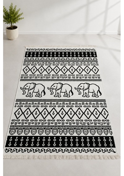 Kilim Paspas Çok Amaçlı Halı Makinede Yıkanabilir Toz Yapmaz Siyah 5
